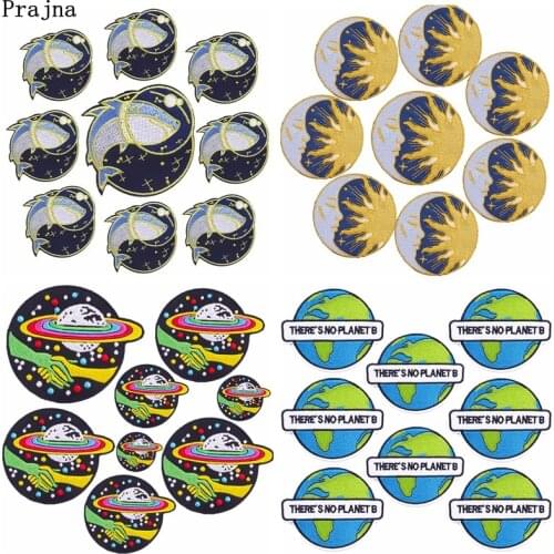 Prajna 10PCS Space UFO Embroidered Patches For Clothing Thermoadhesive Patches Outdoor Applique Patches On Clothes Round Badges