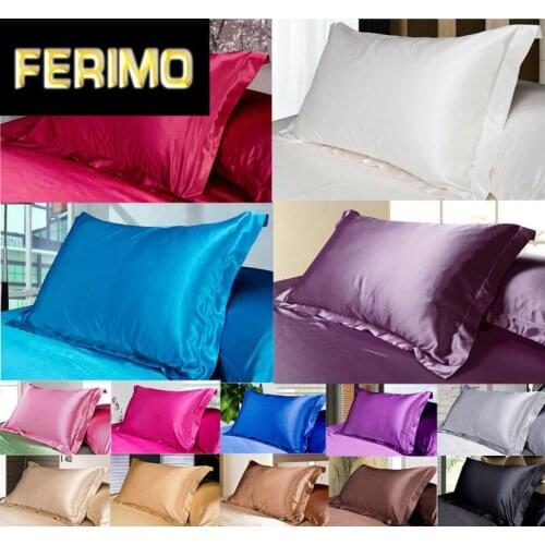 1pc solid colour satin pillowcase silk imitation 48*74cm5