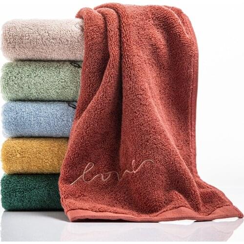 Letters Solid Color Pure Cotton Face Towel Rectangle Strong Water Absorption Use for Home Bathroom High Quality Wash Face