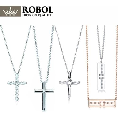 High Quality 1:1 TTFF 925 Sterling Silver Cross Necklace Jewerly Original Design Model Exquisite Craftsmanship