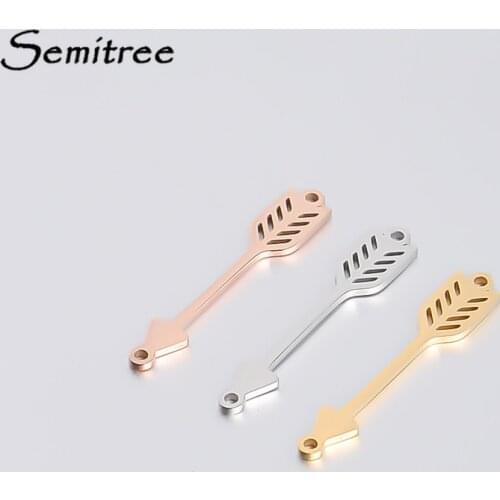 Semitree 5pcs Stainless Steel Feather Arrow Mark Jewelry Accessories Pendants Charms for DIY Necklace Bracelet Jewelry Making