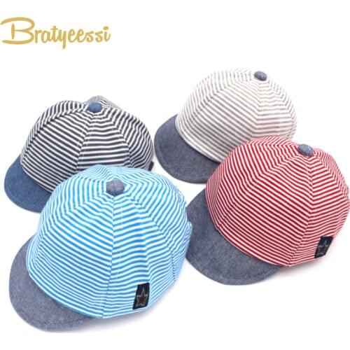 Fashion Striped Baby Hat Summer Cotton Baby Boy Cap Adjustable Infant Hats for Girls 6-18M 1 PC