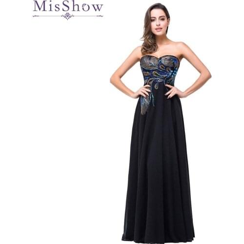 New Chiffon Embroidery Peacock Masquerade Formal Long Evening Prom Gowns Dress Strapless formal party a line Prom dresses