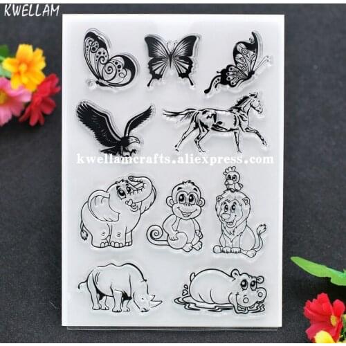 Animal Butterfly Eagle Elephant Horse Scrapbook DIY photo cards rubber stamp clear stamp transparent stamp 11x16cm KW7122231