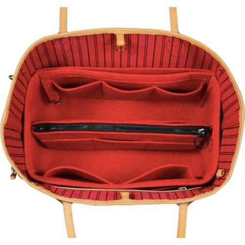 Customized Tote Bag 3mm Felt Organizer Handbag Organiser (w/Detachable Gold Zip Pocket) Neverfull Speedy Insert Diaper