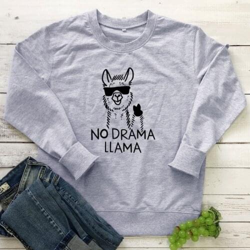 No Drama Llama Sweatshirt Cute Women Jumper Mom Life Pullovers Funny 90s Mothers Day Gift Sweatshirts