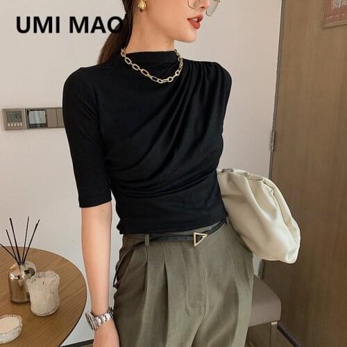 UMI MAO Top Womens 2021 Plus Size New Summer Slim Short Sleeve T-shirt Y2k Harajuku Tops Women Clothing Gothic Clothes