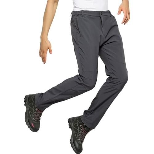 Wind Resistant Elastic Fabric Pants Thick Warm Trousers Stretch Waist Comfortable Men Women Pants For Outdoor Activities