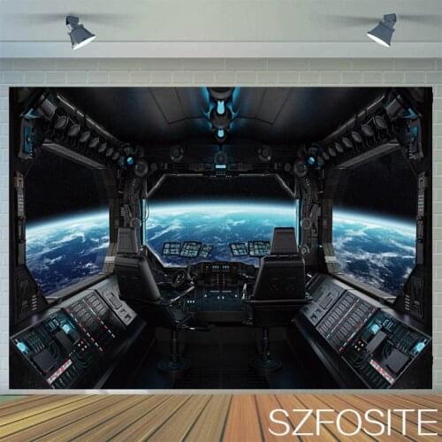 Space Flight Spacecraft Cockpit Science Fiction Backdrop Photography Picture Family Room Decoration Kids Custom Vinyl Background