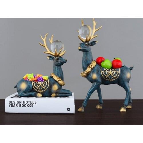 Lovers' deer guest hall wine cabinet desktop decoration tea table shoe cabinet porch key storage decoration creative home