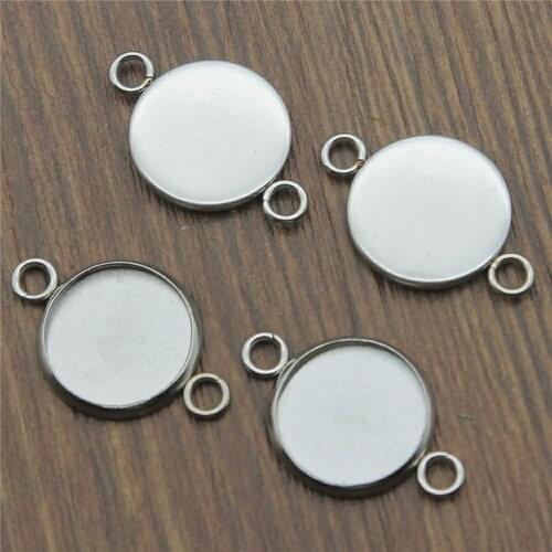 WYSIWYG 10pcs Fit 8~25mm Round Stainless Steel Material Base Setting Pendant Tray Connector Blank Bezels Setting Base