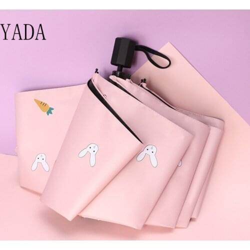 YADA INS Fashion Cartoons Rabbit Umbrella Folding Women Anti-UVRainproof 3-Folding Umbrella Rain Sun Umbrellas Parasol YS200010