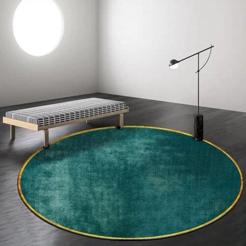 Nordic style Jade Green Round Area Rugs for Living Room Yellow Circle Printed Carpet Kids Bedroom Play Tent Non-Slip Floor Mat