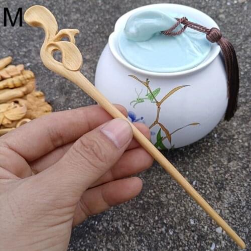 Solid Color Wooden Hairpin Vintage Engraving Palace Ladys Hair Accessories Headgear Girlfriend Mother Gifts High Quality