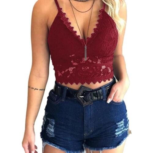 Women Sexy Adjustable Straps Lace See Through Padded Brassiere Crop Top Vest Lace See Through Padded Brassiere Crop Top Vest