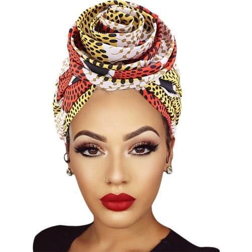 2021 New Africa Turban hat Women Autogele Headtie Big Flower Head Wraps Cotton Headscarf Bonnet with Satin Lining Turbante Mujer