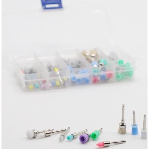100Pcs/Set Dental Mixed Color Nylon Latch Flat Polishing Prophy Brushes Cups Kit For Dentist Lab