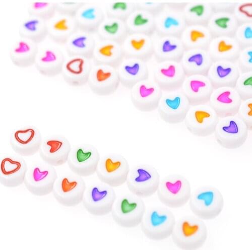 100pcs Love Heart Colourful 4*7mm Selecting Flat Round Shape Acrylic Beads Charms DIY for Jewelry Making Fashion Love Gift