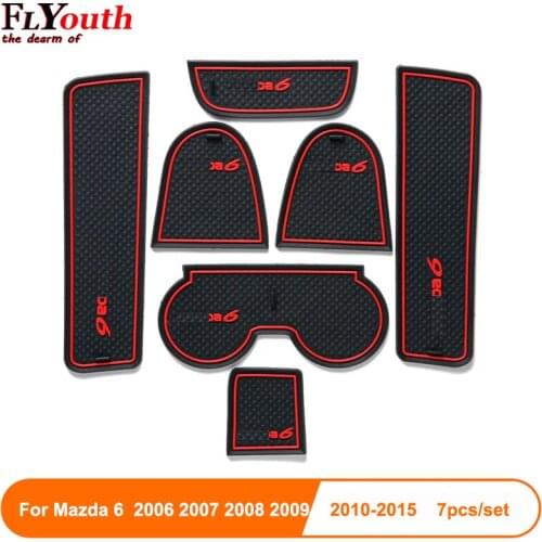 For Mazda 6 2006-2015 7pcs Car Gate Slot Pad Non-slip Cup Mat Anti Slip Door Groove Mat Interior Car Accessory