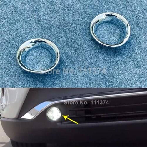 ABS Chrome Car Front Fog Lamp Light Ring Decor Frame Cover Strip Trim For Toyota Harrier Venza 2020 2021 Car Accessories