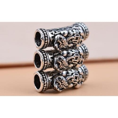 925 sterling silver Thai silver retro pipe accessories lucky copper coin elbow handmade DIY beaded bracelet accessories