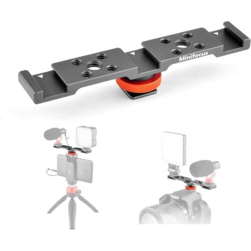 Aluminum Universal Cold Shoe Extension Bracket 3 Hot Shoe Mounts Bar for DSLR Camera Flash Phone Vlog LED Video Light Microphone