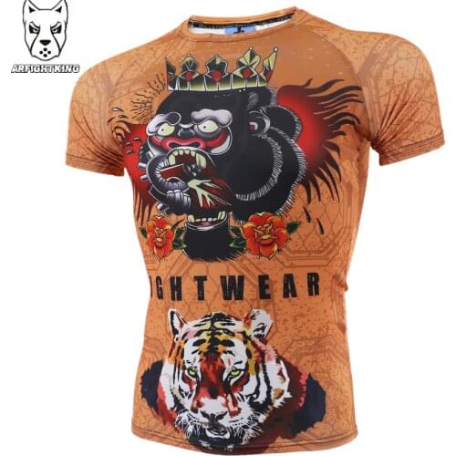 Jiu Jitsu Rash Guard Muay Thai Men Homme Boxing MMA T Shirt Gym Tee Fighting Martial Arts Muay Thai Fighting Black MMA Shirts