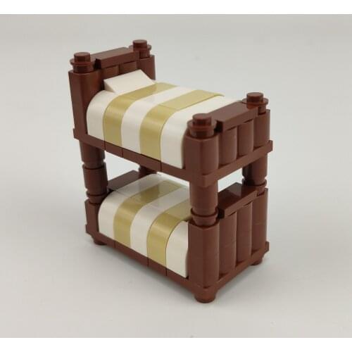 Locking MOC Bricks Creator Creamy-white Bunk Bed Set Sale Building Blocks Toys for Children for DIY Blocks Parts Assemble Gifts
