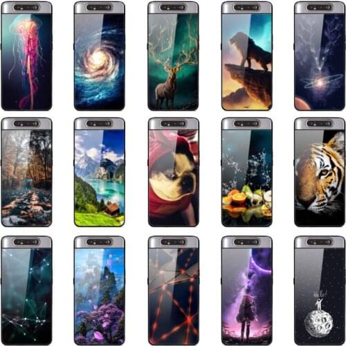 For Samsung A80 Case Animal Hard Tempered Glass Bumper Coque For Samsung Galaxy A80 Silicone Phone Back Cover A 80 A805 A805F