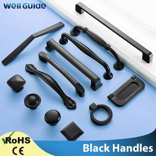 Black Handles for Furniture Cabinet Knobs and Drawer Knobs Cabinet Pulls Cupboard Handles Knobs and Kitchen Handles simple style