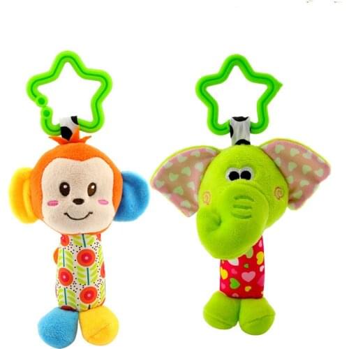 Baby Car Hanging Toys Plush Babys Rattle Cartoon Soft Bed Bell Newborn Ring Bell