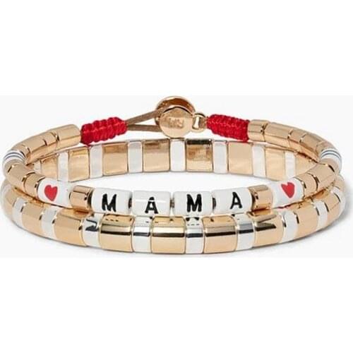 RA 2021 New Bohemian Enamel Bracelet Mothers Day Series Street Photo Mix with Rainbow