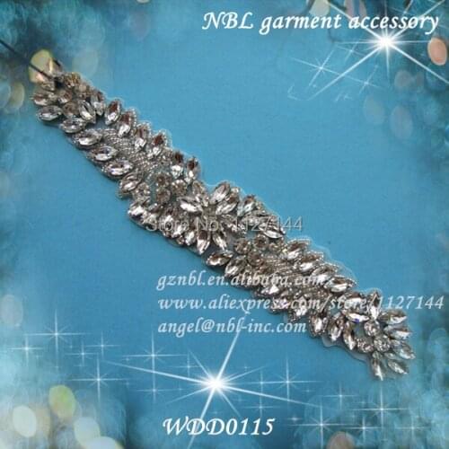 Crystal bridal beaded rhinestone applique for wedding evening dress DIY iron on WDD0115