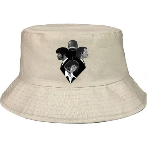 Movie Pulp Fiction print Fisherman cap Panama Street Side Seaside Beach Tourism Bucket Hat Drivers Cap Simple Style