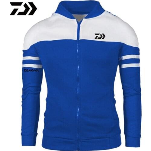 Daiwa Jacket Men Fishing Shirt Long Sleeve Patchwork Spring Autumn Breathable Fishing Clothing Zipper Fishing Sweatshirt Men