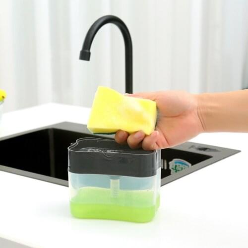 Manual Press Soap Box Cleaning Liquid Container With Sponge Box Press-type Liquid Box Scouring Pad Dishwashing Soap Dispenser