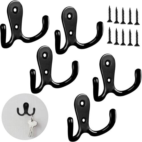Double Fork Coat Hook with Screw Door Wall, Used for Hanging Clothes or Daily Necessities in Living Room, Bathroom and Bedroom