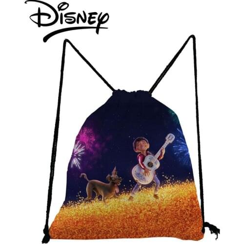 Disney Coco Printed Drawstring Bag Bookbag Eco Reusable Storage Bag Child Travel Bag Unisex Backpack Gym Soft Shoe Pocket Gift
