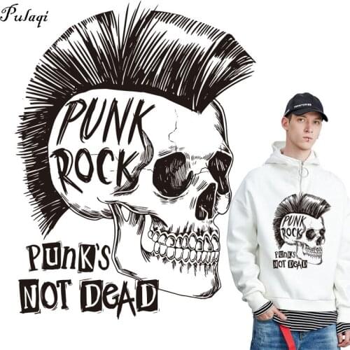 Fashion Punk Rock Stickers Patches Motorcycle Biker Patches Badges Iron On Transfer For Clothing Tops Stickers Appliques Stripes