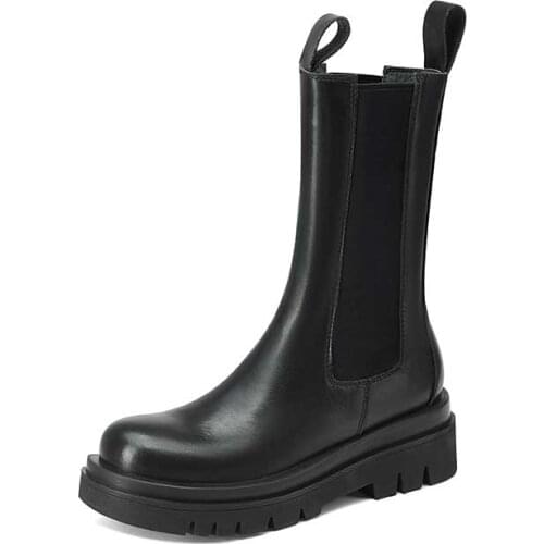 MORDOAN Genuine Cow Leather 2021 Autumn Womens Boots Chelsea boots women Platform Shoes