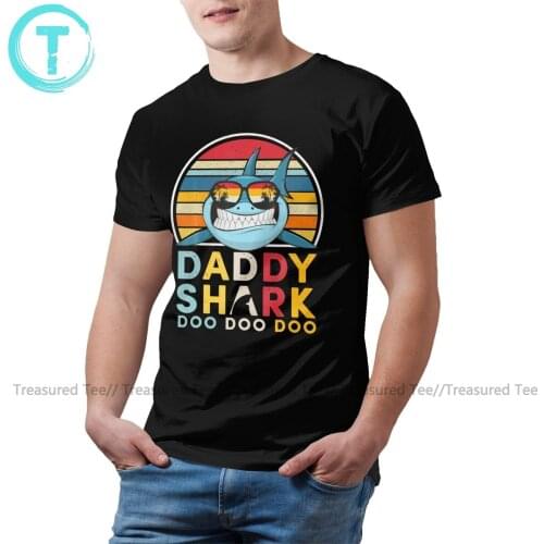 Shark T Shirt Daddy Shark Shirt Doo T-Shirt Short Sleeves Cotton Tee Shirt 5x Mens Beach Awesome Print Tshirt