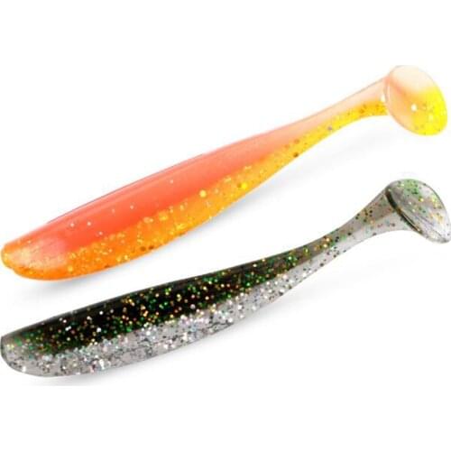 Soft Lures 55mm 65mm 70mm Shrimp smell Baits Fishing Lure Double Color Silicone Bait T Tail Wobblers