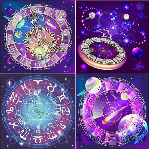Clock animals set 5D Diy Diamond Painting Mosaic 3d Cross Stitch kits Home Decor Embroidery pattern wall sticker handmade crafts