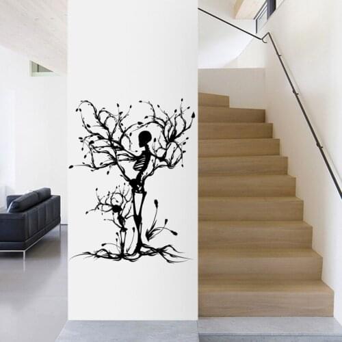 Mum and Kid Skull Tree Sticker Punk Death Decal Devil Name Car Art Wall Decals Parede Decor Mural Skull Tree Sticker Decal