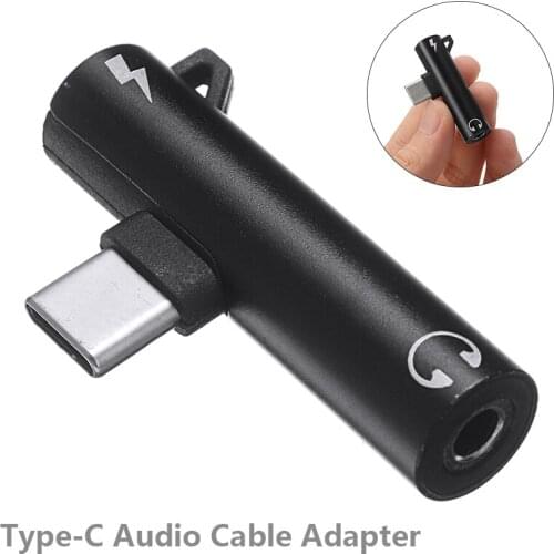 New 2-in-1 Type-C To 3.5mm Headphone Aux Jack Adapter Splitter For Huawei P20 Pro Aux Audio Cable Support Android Phone