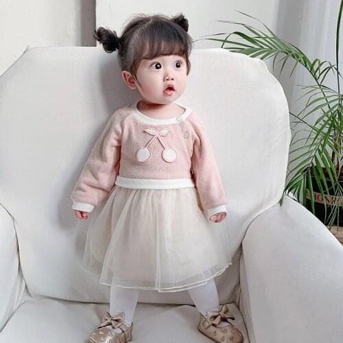 Baby Girls Dress Spring Autumn Girls Clothing Lantern Sleeve Cute Embroidered Birthday Party Sweater Dress Ball Gown For 0-4Y