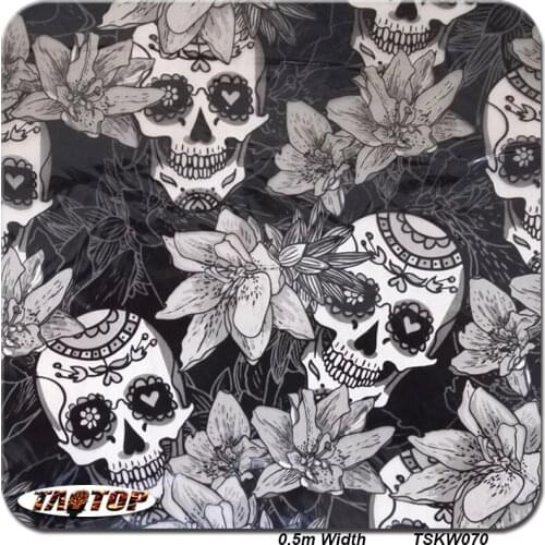 TAKW070 Size 0.5m 10m New Skull Black Pattern Liquid Image Water Dipping Transfer Printing Film Film Hydrographic Film