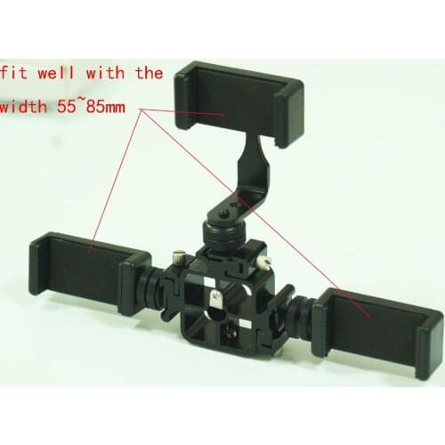 Tri-Hot Shoe Mount with 3 smartphone holder clamps kit fr Phone 6s Plus 6