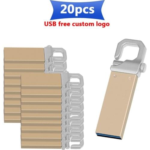20pcs/lot free Customize logo Pen Drive memoria USB 3.0 64GB 32GB 16GB 8GB 4GB USB 3.0 usb flash drives de metal Real capacity