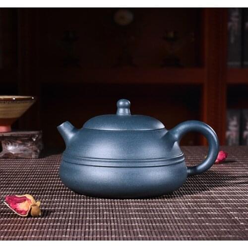 Yixing purple clay pot genuine famous artists pure manual raw ore azure mud Donghu pot Kungfu Teapot Tea Set